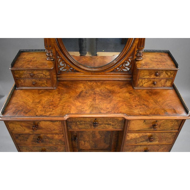 Victorian Burr Walnut Dressing Table, 1860s For Sale - Image 6 of 12