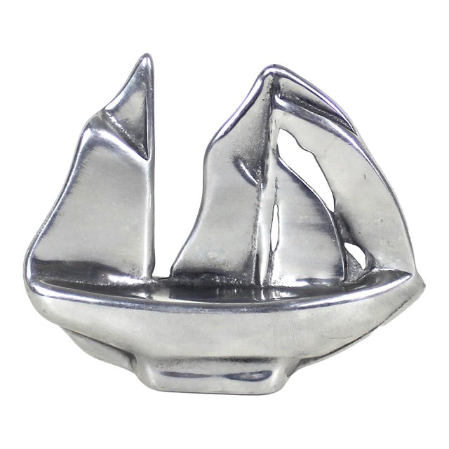 Mid Century Modern Hoselton Canada Aluminum Sailboat Sculpture, Modernist Signed 1084 For Sale