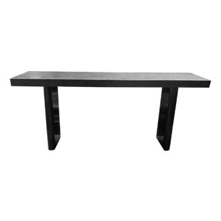 Solid Mango Wood Console Table Burnt Finish Modern Organic For Sale
