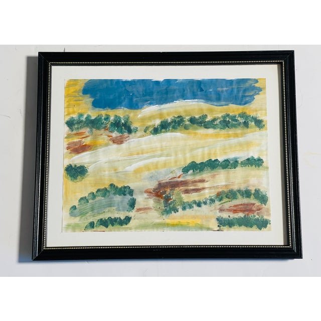 Abstract 1970s Pair of Abstract Landscape Paintings by Elia Framed For Sale - Image 3 of 8