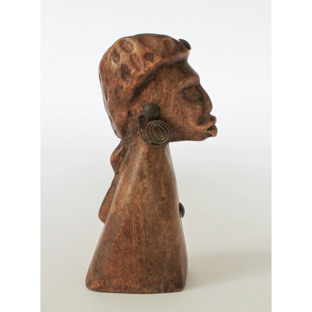 African Carved Wood African Bust Figure For Sale - Image 3 of 7