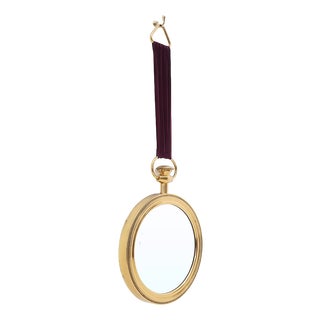 Wall-Mounted Round Brass Mirror, 1950s For Sale