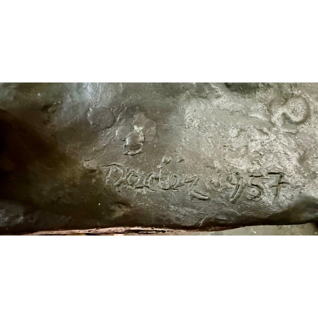 Bernard Reder, Rare Large Modernist Bronze Sculpture Woman with Bull Bernard Reder, 1957 For Sale - Image 9 of 10