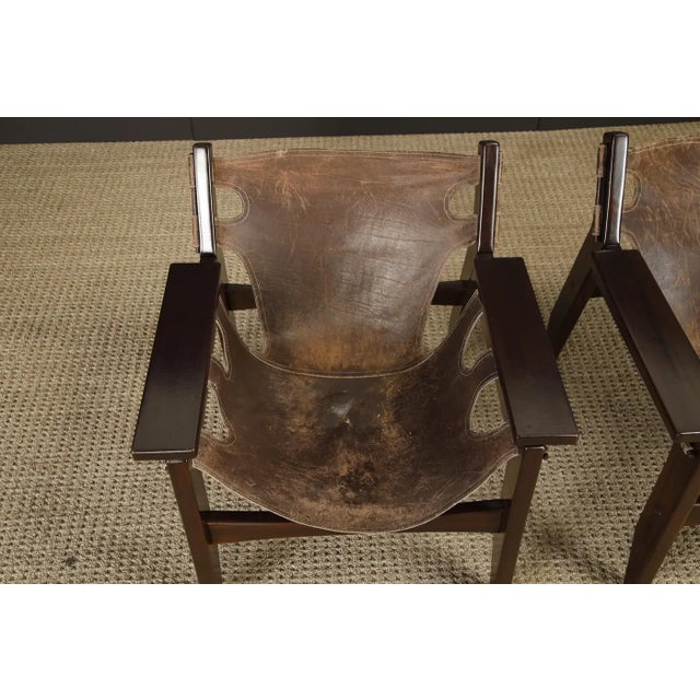 Sergio Rodrigues 'Kilin' Lounge Chairs in Rosewood & Leather, Oca, Brazil 1970s For Sale - Image 13 of 18
