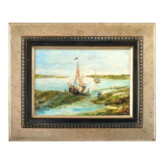 French Normandy Coastal Scene With Oyster Gatherers For Sale