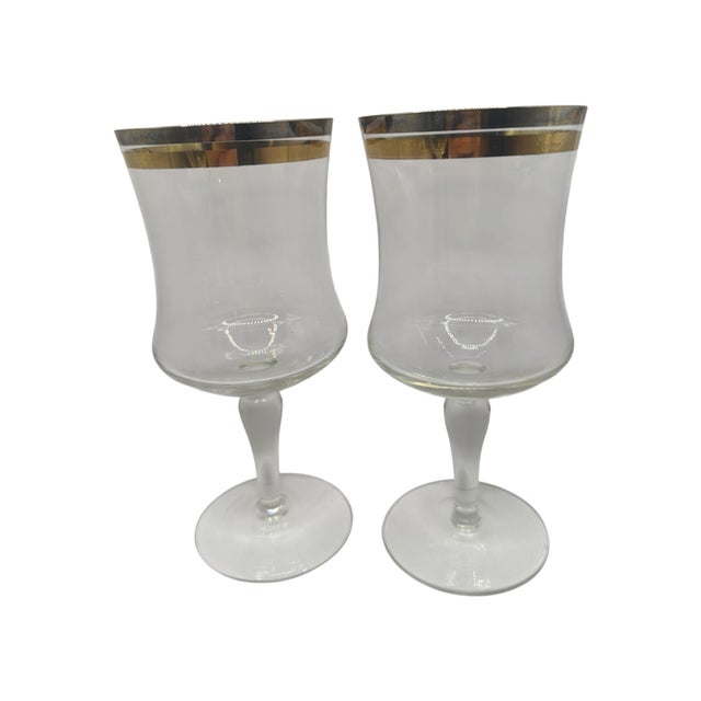 Vintage Krosno Gold and Silver Banded Water Goblets - Set of 4 For Sale In Birmingham - Image 6 of 12