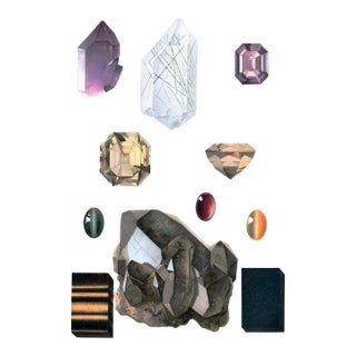 Vintage Crystal and Gem Print (Violet) For Sale