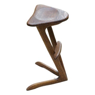 Tall Zoser Stool in Iron-Stained and Carved Oak (Animal) by Ordinary Furniture For Sale