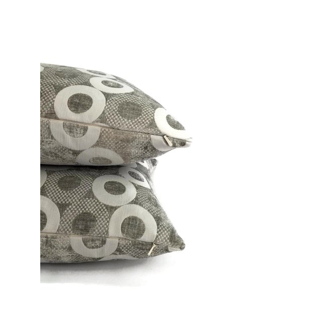 Silver Chenille Rings Pattern Pillow Cover - 20" X 20" For Sale - Image 4 of 5