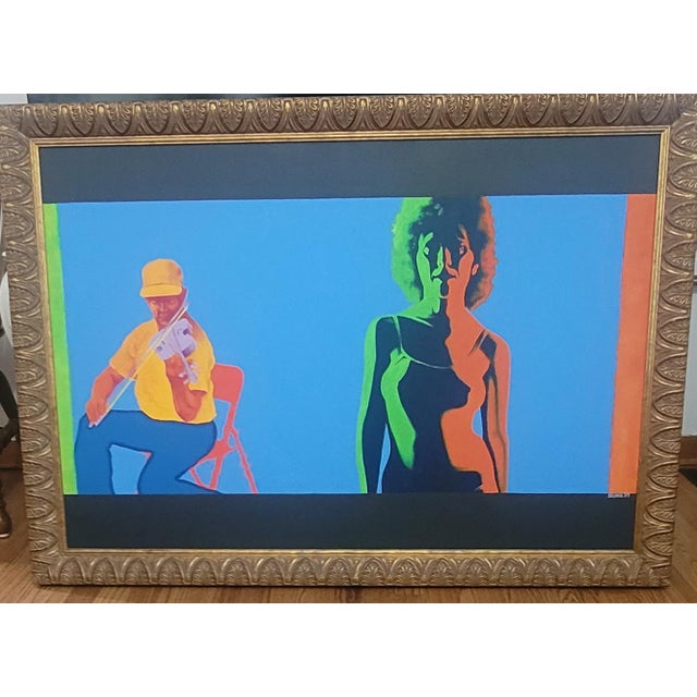 Large Contemporary Neon Art Oil on Canvas Painting 1980s Pop Art For Sale - Image 4 of 11