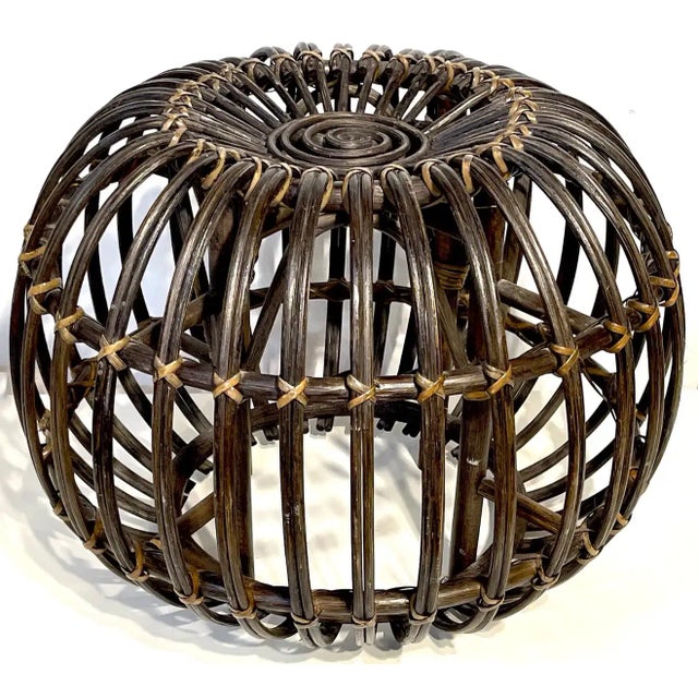 Mid 20th Century Stained Rattan, Reed & Willow Pouf/ Ottoman For Sale - Image 4 of 6