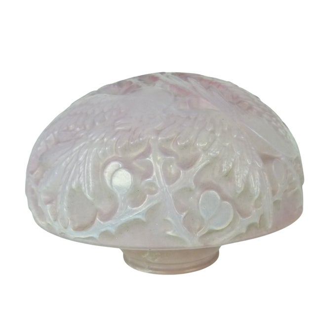 20s Art Glass Frosted Pink Cockatiel Globe Shade . Consolidated Lamp and Glass . Phoenix Glass . Art Deco For Sale - Image 9 of 9