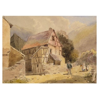 Charles W. Fothergill, Continental House with Figures, Late 19th Century, Watercolour For Sale