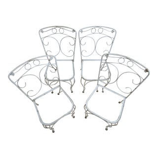 Vintage Woodard Ivy Iron Outdoor Patio Side Chairs - A Pair For Sale