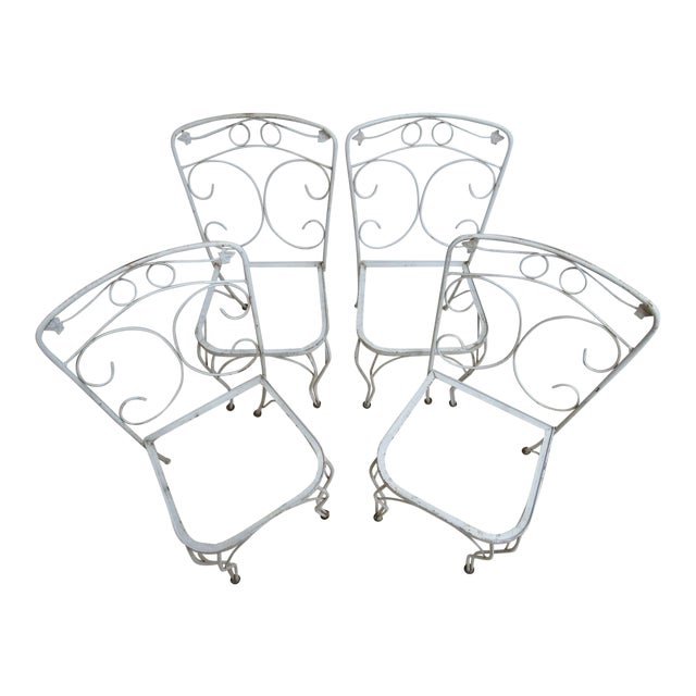 Vintage Woodard Ivy Iron Outdoor Patio Side Chairs - A Pair For Sale