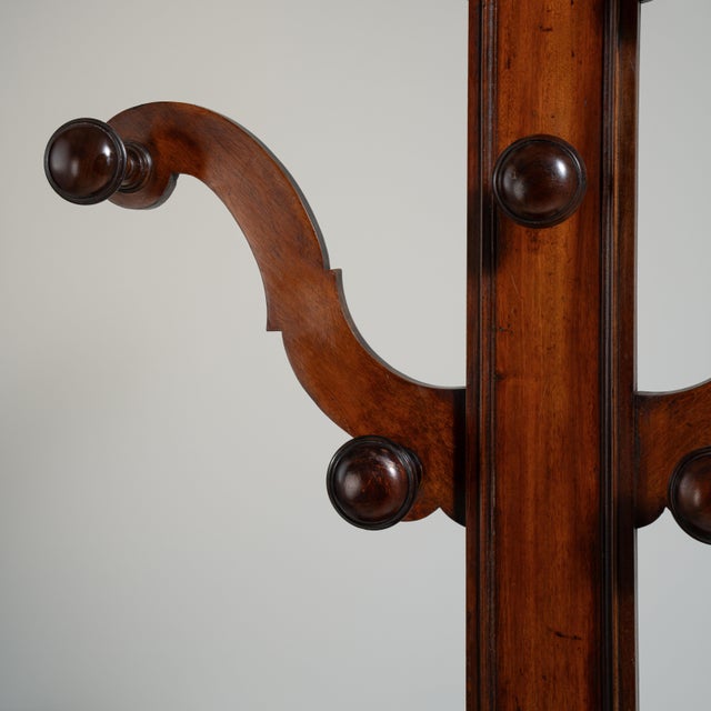 Victorian 19th Century United Kingdom Victorian Brown Mahogany Coat Rack For Sale - Image 3 of 14