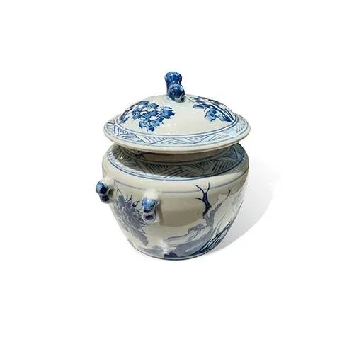 Asian Little Jar with Lid is 6.5" Height can be use for indoor and outdoor. This piece used high fire porcelain is all...