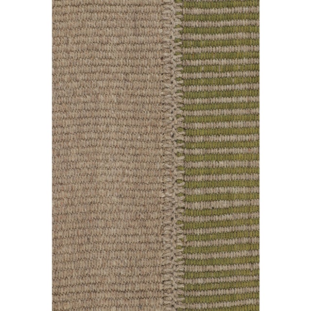 Contemporary Rug & Kilim’s Contemporary Kilim With Textural Beige and Green Stripes For Sale - Image 3 of 8