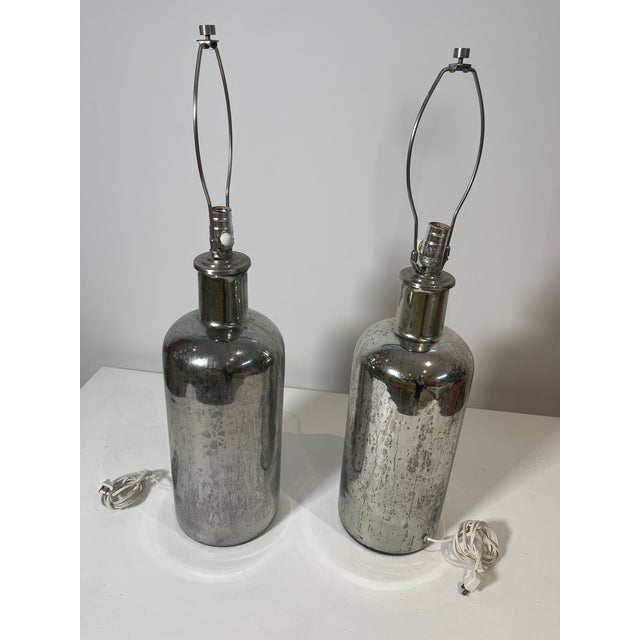 Glass Vintage Restoration Hardware Mercury Glass Lamp For Sale - Image 7 of 7