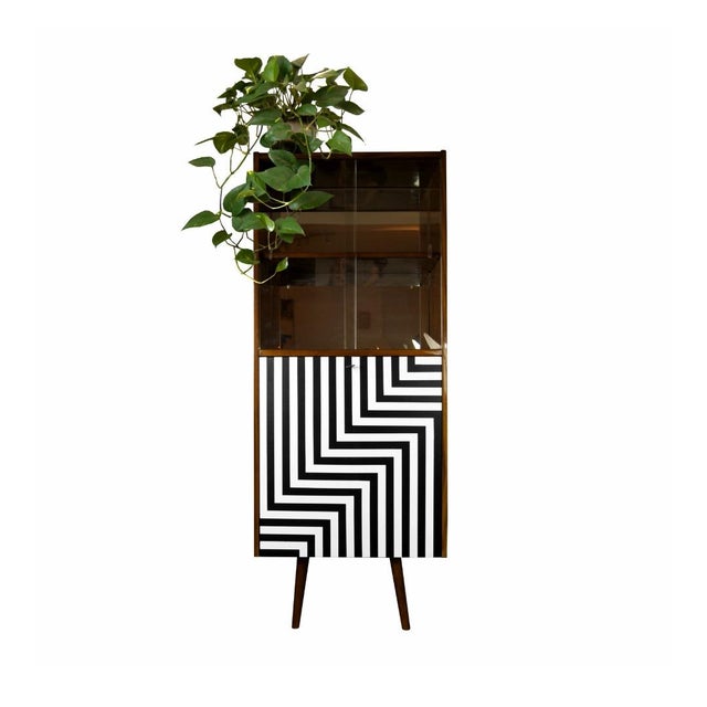 Polish Display Bar Cabinet with Op Art Motif, 1973 For Sale - Image 3 of 6