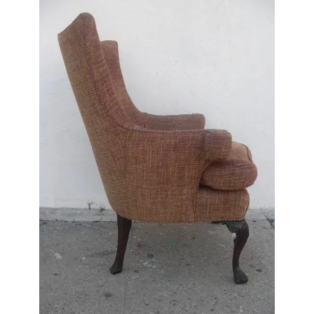 Vintage Wingback Upholstered Armchair For Sale - Image 4 of 11