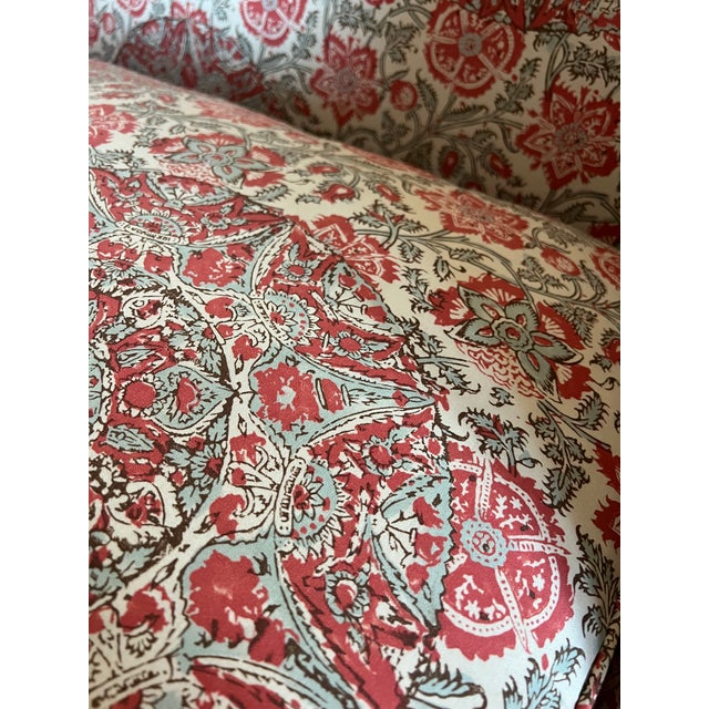 American New Down-Filled Two Seater Sofa in Schumacher Kaya Medallion For Sale - Image 3 of 11