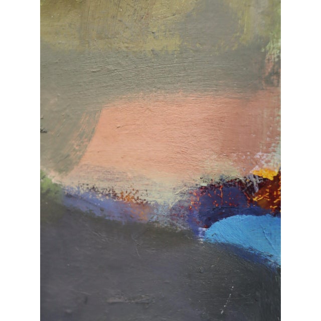 Mid-Century Modern 'House Above the Fields' Vintage Original Abstract Landscape Oil Painting, Framed For Sale - Image 13 of 14