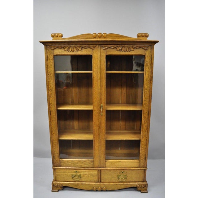 Antique Golden Oak Victorian Two Door China Chairish