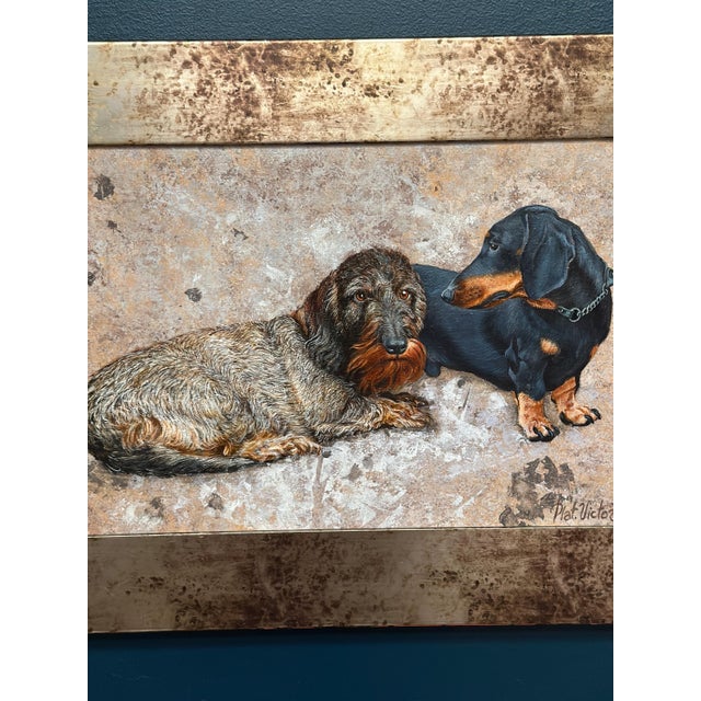 Plat. Victor, Dachshunds, 1960s, Oil on Canvas, Framed For Sale - Image 4 of 18