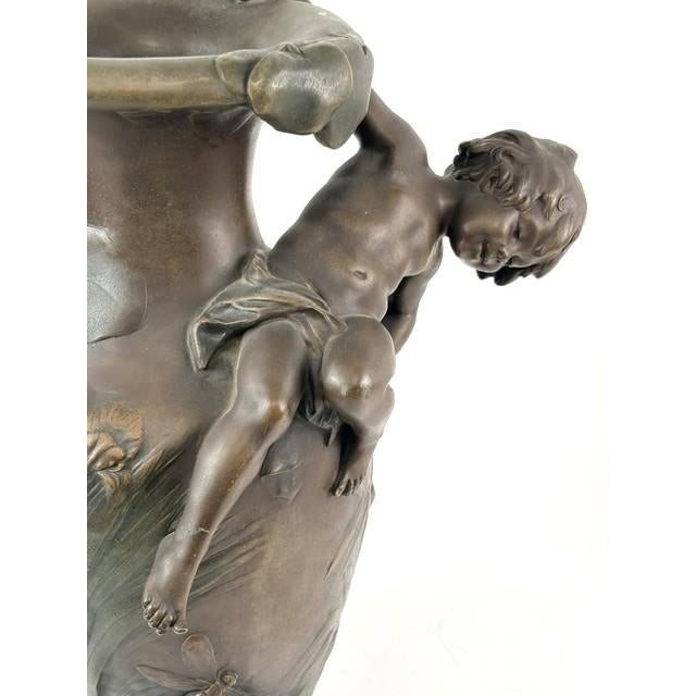 Early 20th Century Vintage French Art Nouveau Bronze Figural Vase After Auguste Moreau For Sale - Image 5 of 11