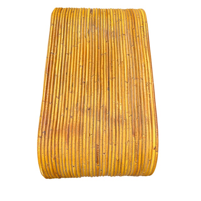 Tan Vintage Rattan Wicker Wrapped Waterfall Table in Pencil Reed Gabriella Crespi Styles For Sale - Image 8 of 10