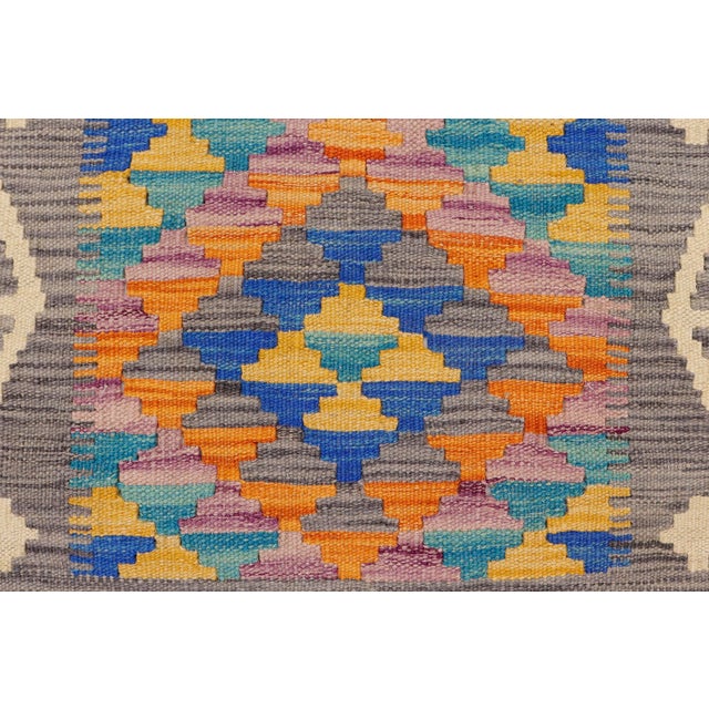 Rustic Kilim Gray Beige Hand-Woven Wool Rug 2'0'' X 2'11'' For Sale - Image 4 of 9
