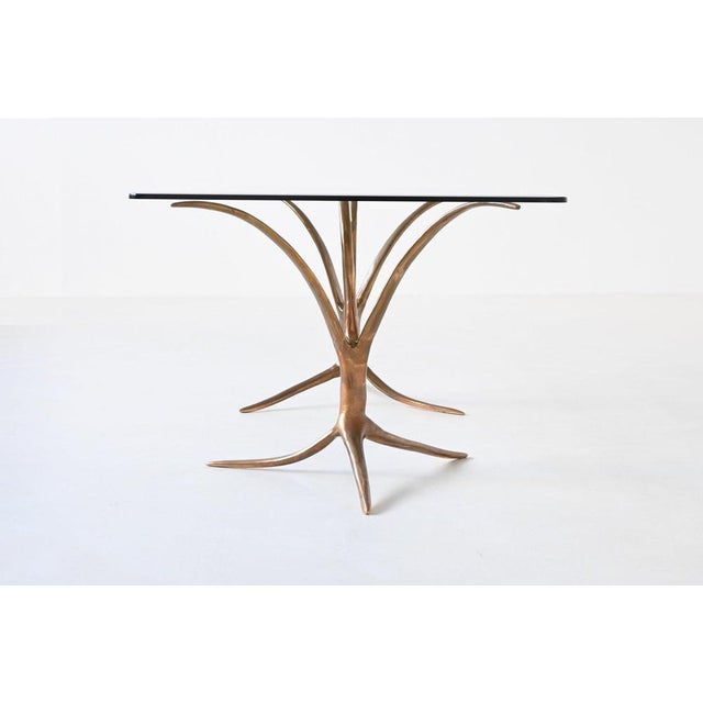 Metal Sculptural Dining Table in Bronze and Glass, Belgium, 1970 For Sale - Image 7 of 18