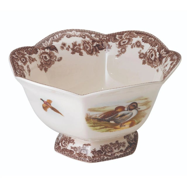 English Spode Woodland Hexagonal Footed Bowl 8.5" For Sale - Image 3 of 3