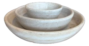 Set of 3 Fluted Marble Bowls