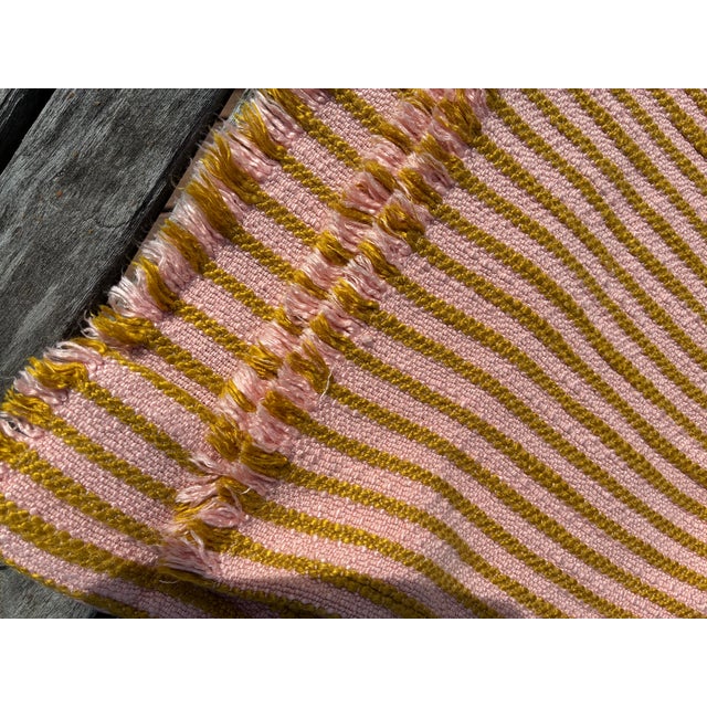 Contemporary Single Curtain Panel of Pink and Chartreuse Stripes For Sale - Image 3 of 6