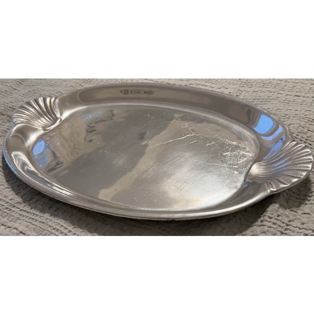 Vintage Wilton Armetale Scallop Handle Oval Serving Platter Tray For Sale - Image 4 of 7