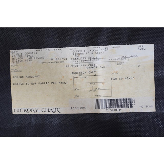 Pair Hickory Chair Co Chippendale Mahogany Upholstered Armchairs For Sale - Image 12 of 12