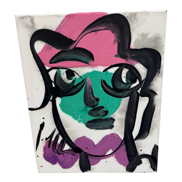 1980s Peter Robert Keil Acrylic Painting Abstract Canvas For Sale