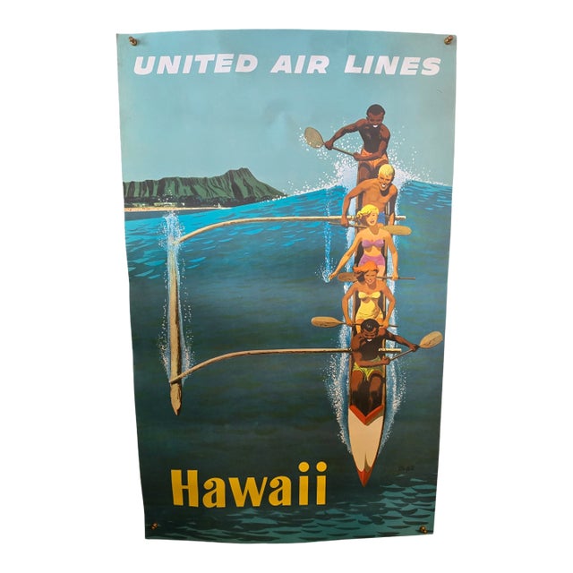 Vintage Stan Galli United Air Lines Hawaii Poster For Sale