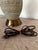 Mid 20th Century Large Handmade Bitossi-Style Green Ceramic Lamp With Etching & Brass Base For Sale - Image 12 of 12
