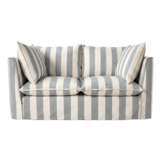 Sophie Conran Coco 2 Seater Sofa - Garden Grey Stripes with Knife Edge Cushion For Sale