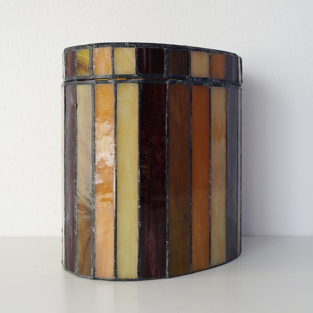Mid 20th Century Vintage Striped Stain Glass Keepsake Box For Sale - Image 11 of 14