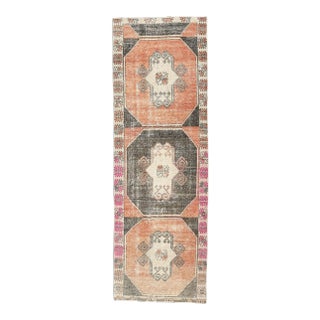 Turkish Wool Hand-Knotted Runner Rug For Sale