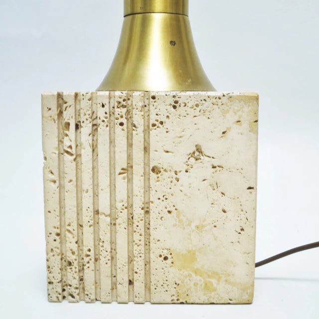 Travertine & Brass Table Lamp by Fratelli Mannelli, 1960s, in Very Good conditions. Designed 1960 to 1969 I have official...