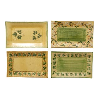 French Hand-Painted Terracotta Serving Plates, Set of 4 For Sale