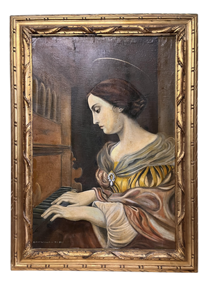 G. Carpentieri, Saint Cecilia Playing the Organ, 1935, Painting on Canvas, Framed