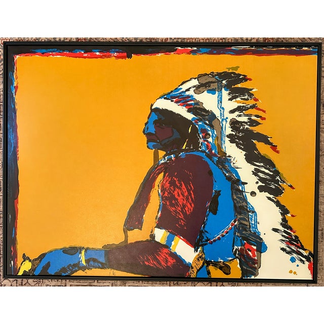 American Large 50" Style of Fritz Scholder Native American Framed Print in Canvas For Sale - Image 3 of 13