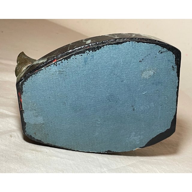 Black Antique Japanese Bronze Black Marble Figural Coy Fish Cigar Cigarette Ashtray For Sale - Image 8 of 11