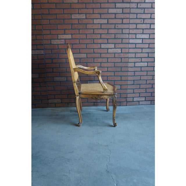Antique Carved French Walnut Cane Arm Chairs ~ a Pair For Sale - Image 9 of 12